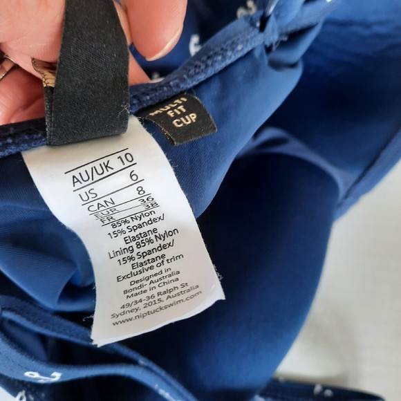 Niptuck Swim Womens One Piece Swimsuit Blue White Anchors Nautical Retro Size 6 - Picture 8 of 11